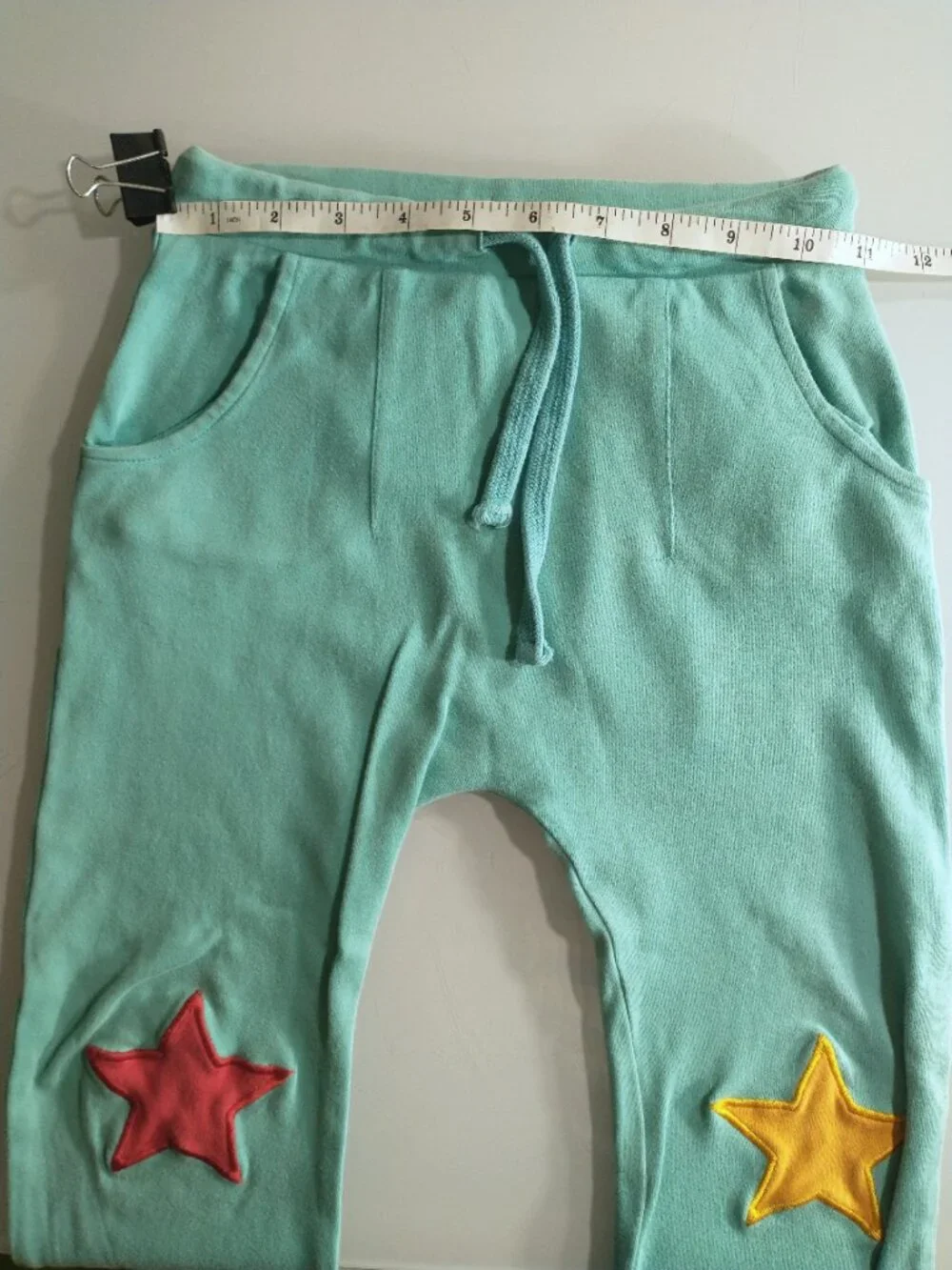 Little Green Radicals Organic Cotton Star Knee Patch Joggers Size 6-7Y Blue Sky